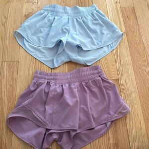 purple and blue lululemon shorts